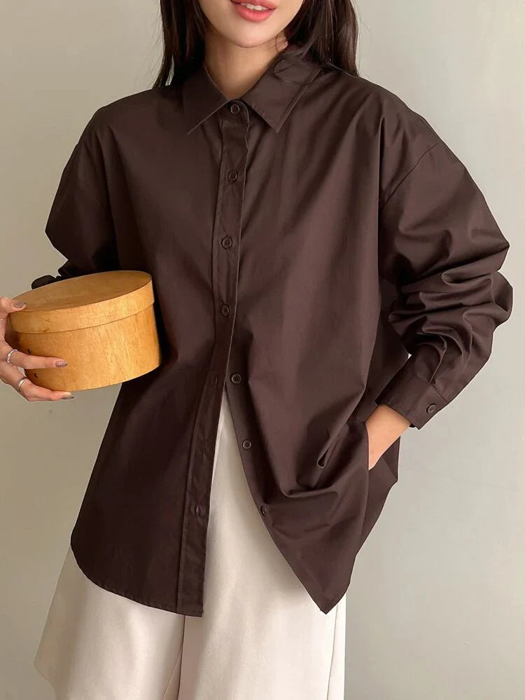 Burnt Brown Oversize Poplin Shirt