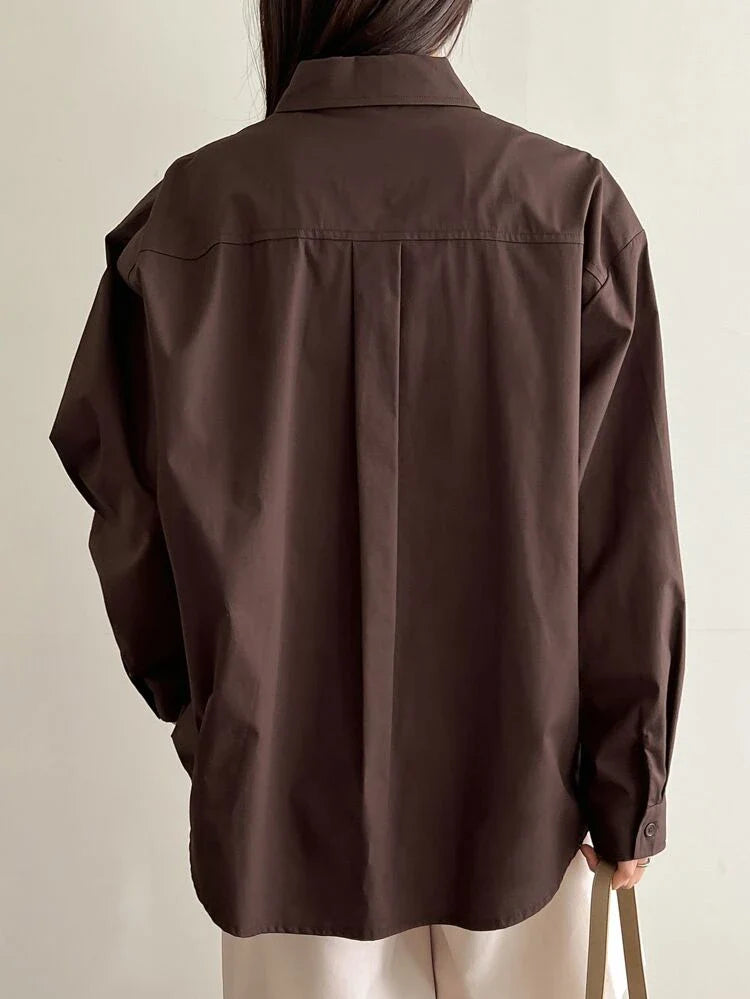 Burnt Brown Oversize Poplin Shirt