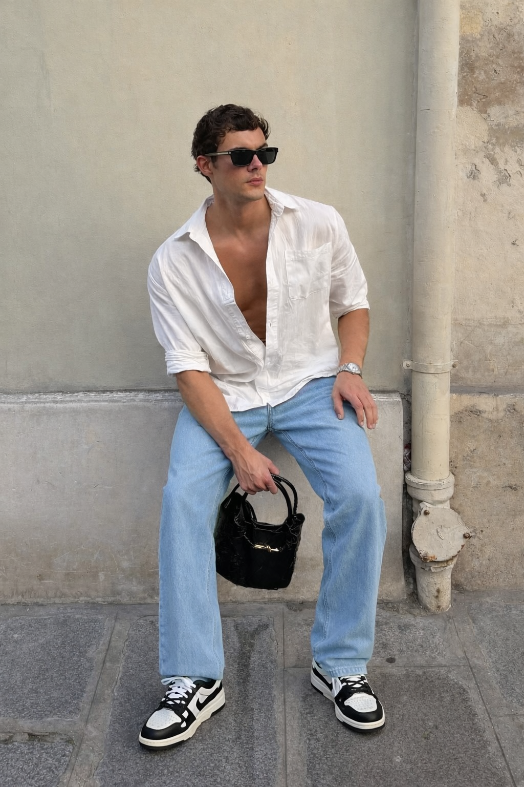 Slate Blue Baggy Fit Rigid Jeans