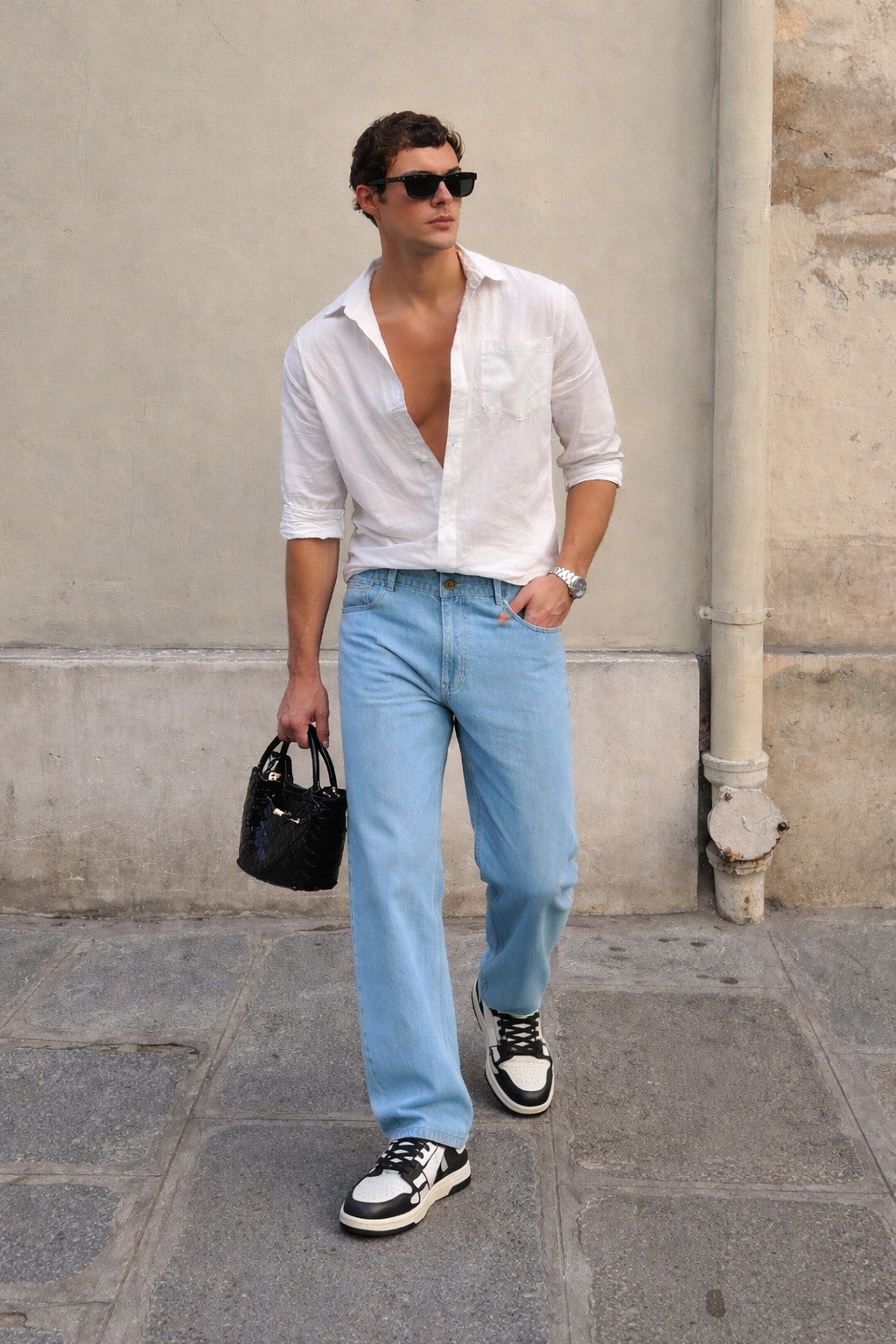 Slate Blue Baggy Fit Rigid Jeans