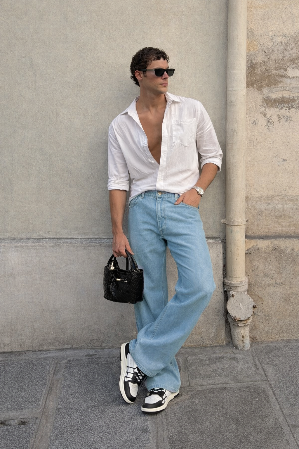 Slate Blue Baggy Fit Rigid Jeans