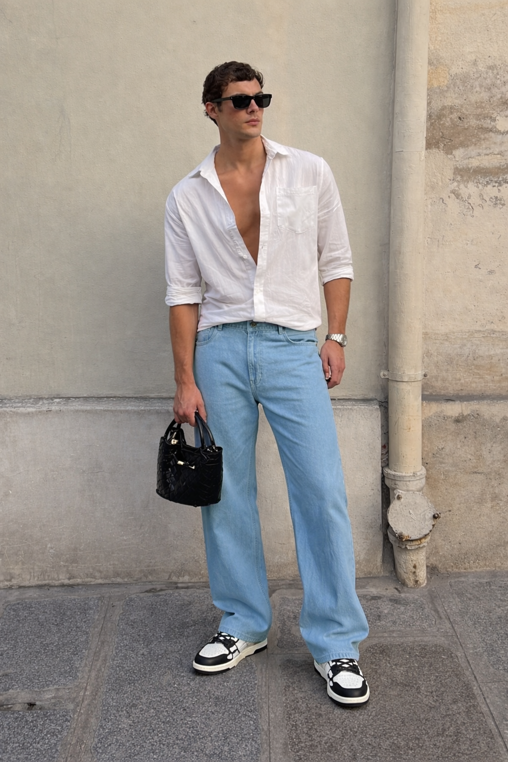 Slate Blue Baggy Fit Rigid Jeans