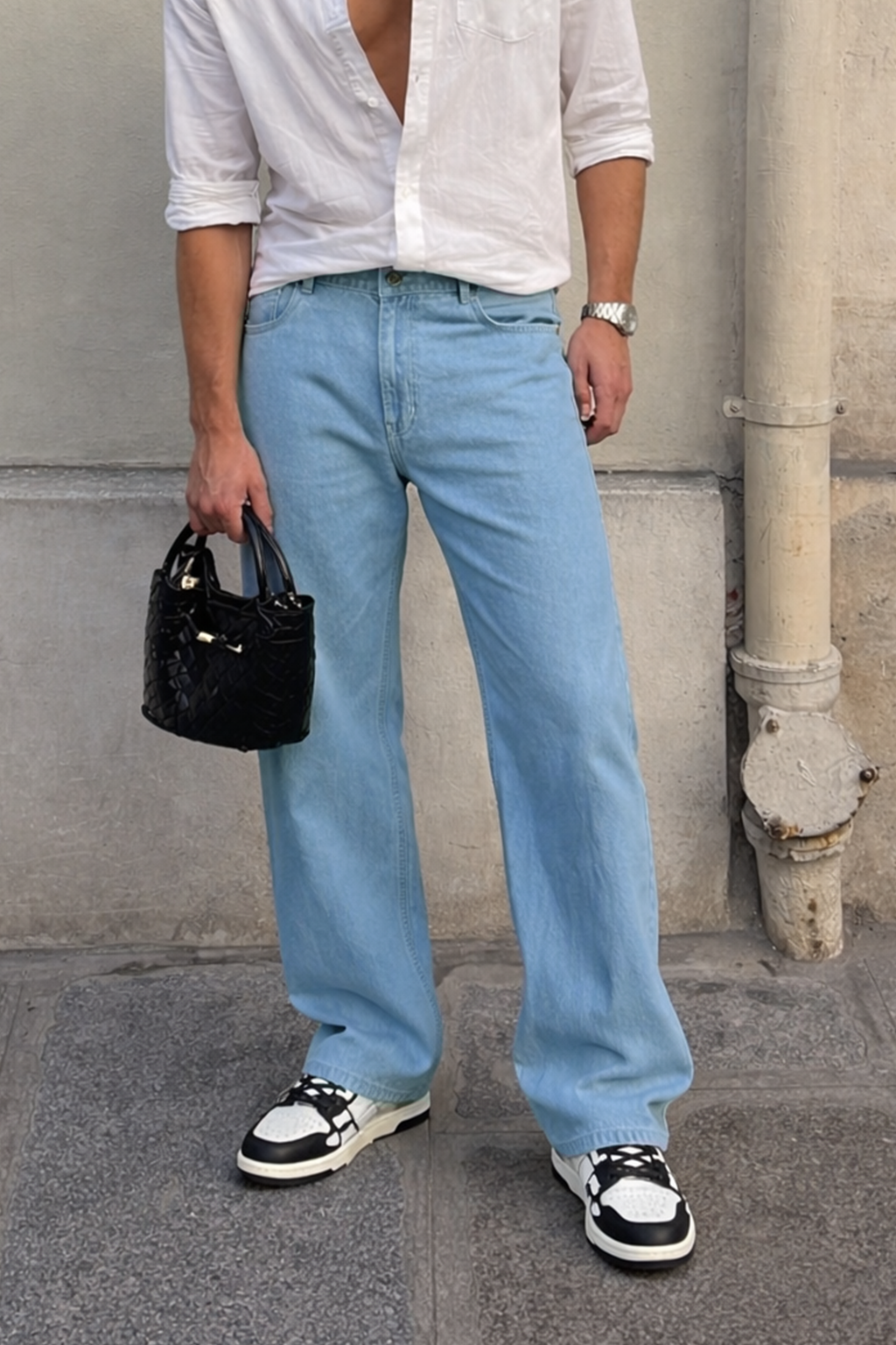 Slate Blue Baggy Fit Rigid Jeans