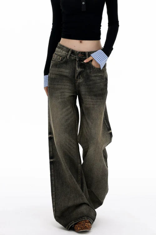 Burnt Frequency Wash Baggy Jeans