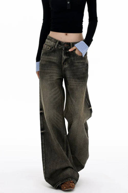 Burnt Frequency Wash Baggy Jeans