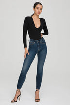Deep Blue Precision Skin Fit High Waist Jeans