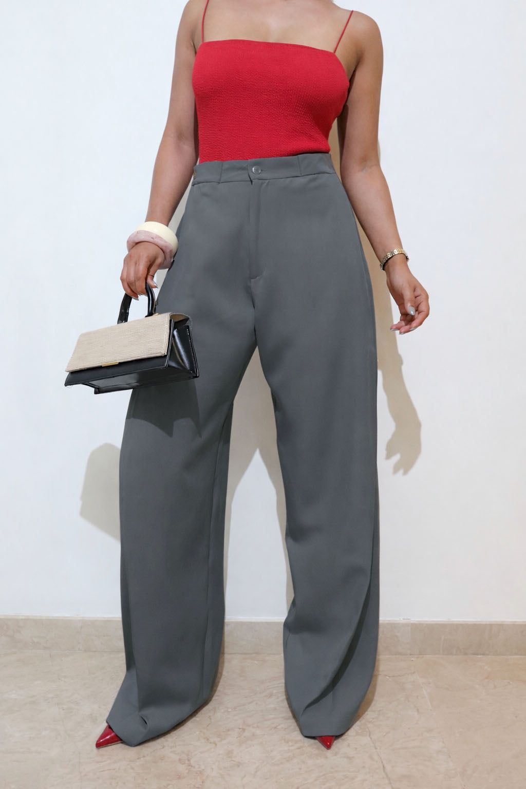 Settle Side Button Pleated Wide Pants