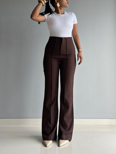Polished Linen Flared Tailored Pants