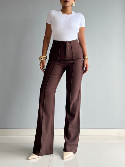 Polished Linen Flared Tailored Pants