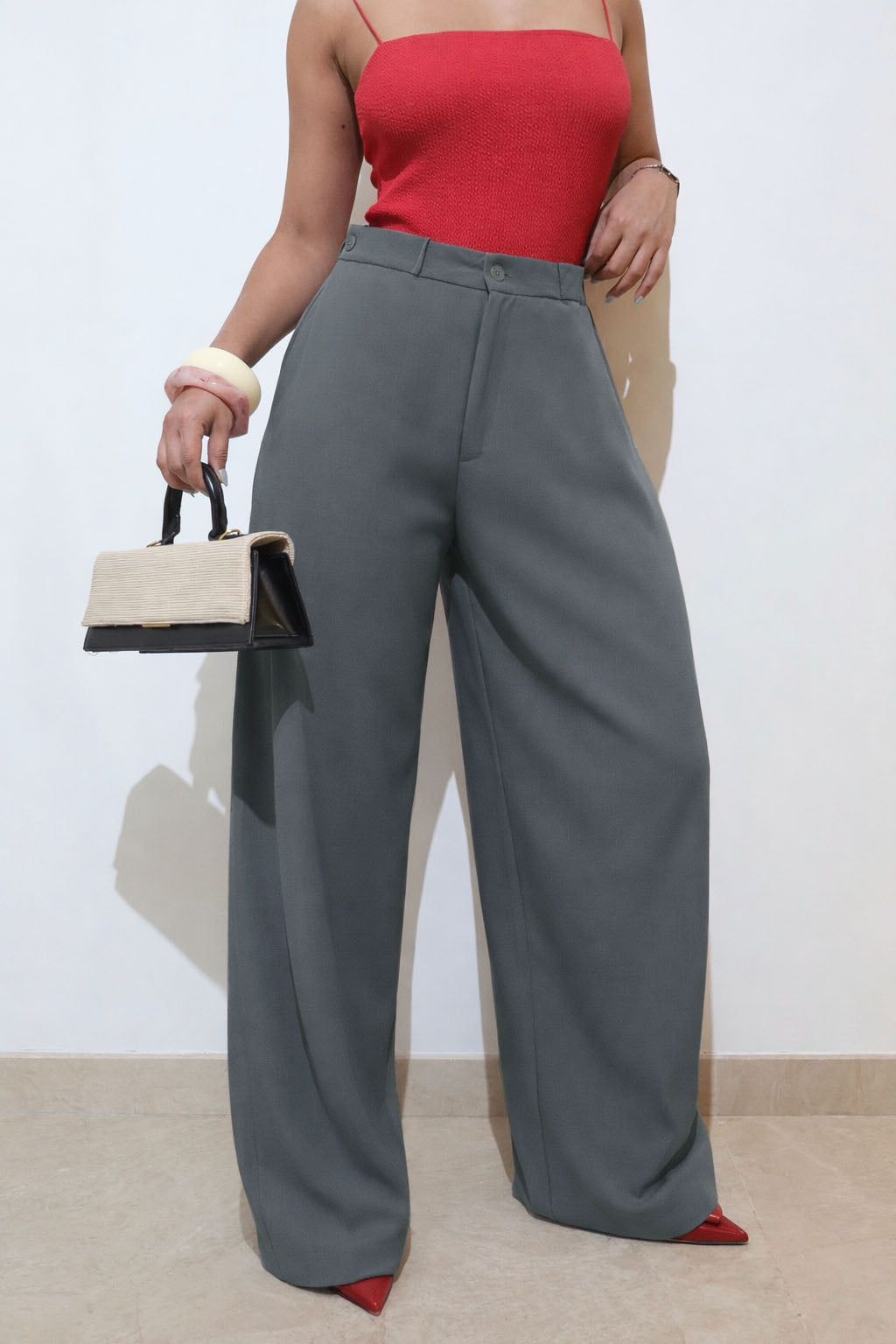 Settle Side Button Pleated Wide Pants