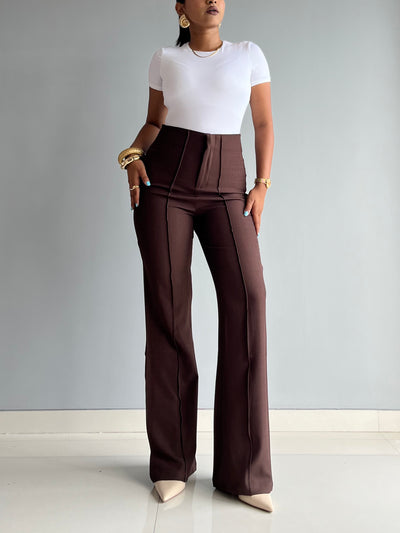 Polished Linen Flared Tailored Pants