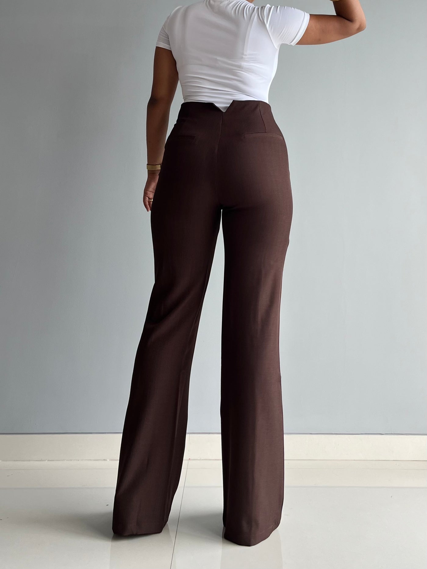 Polished Linen Flared Tailored Pants