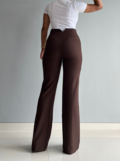 Polished Linen Flared Tailored Pants