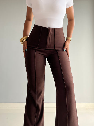 Polished Linen Flared Tailored Pants