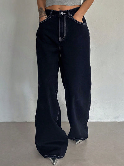 Midnight Indigo Baggy Wide Leg Jeans