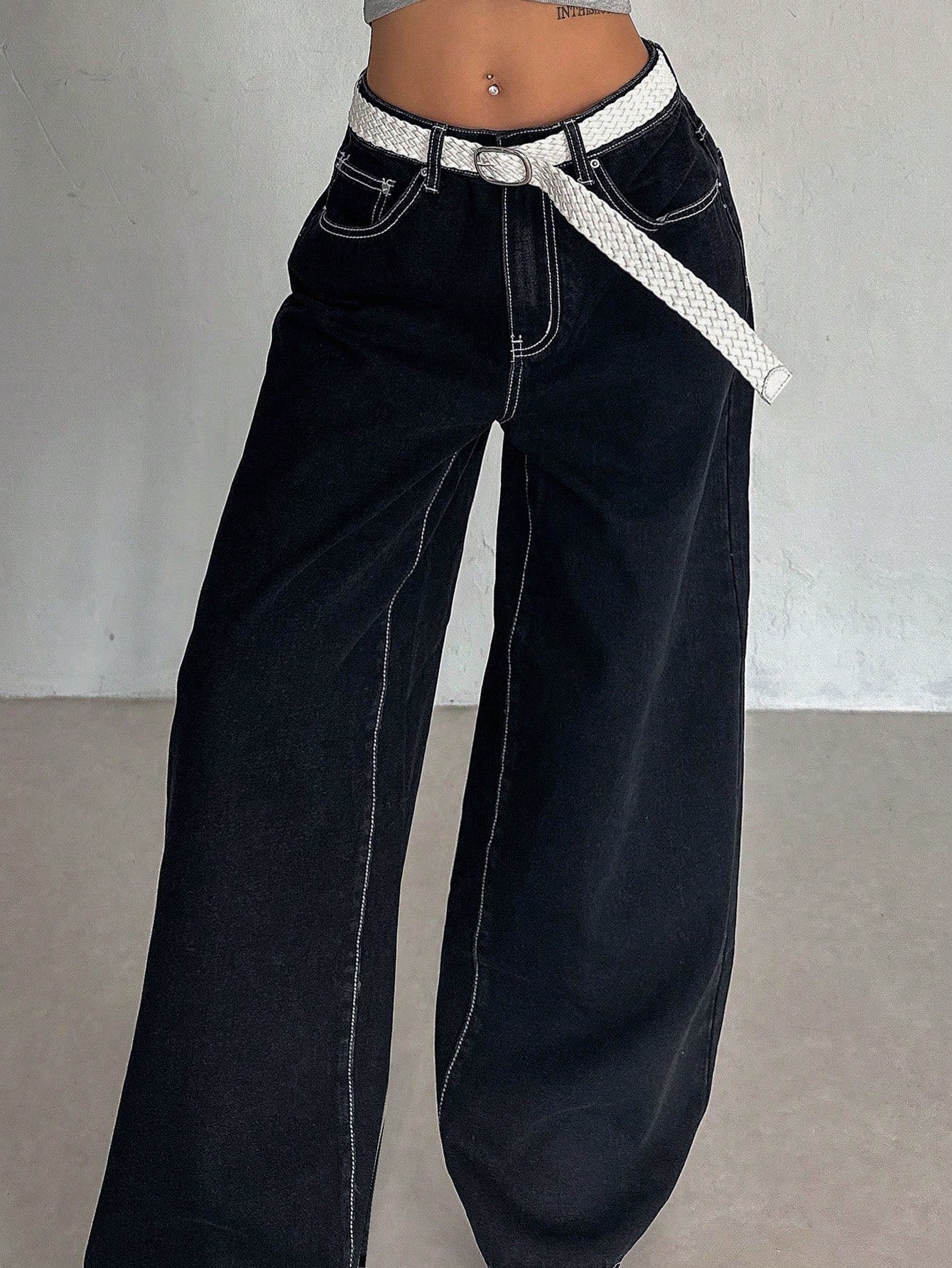 Midnight Indigo Baggy Wide Leg Jeans