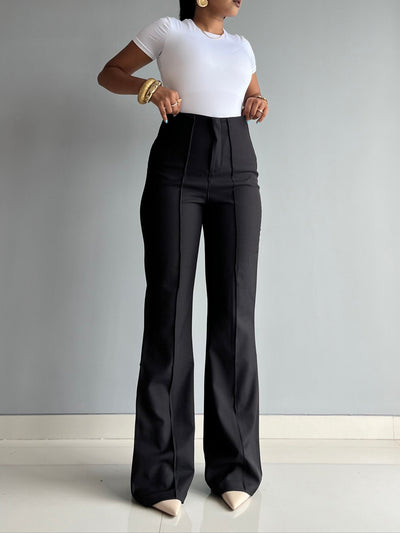 Polished Linen Flared Tailored Pants