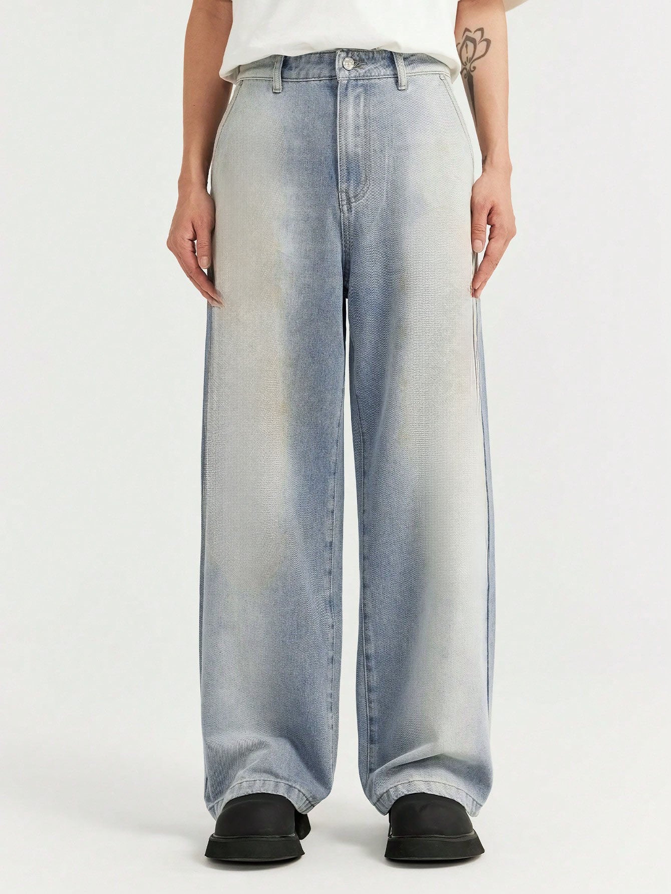 Dusty Calm Blue Wide Leg Jeans