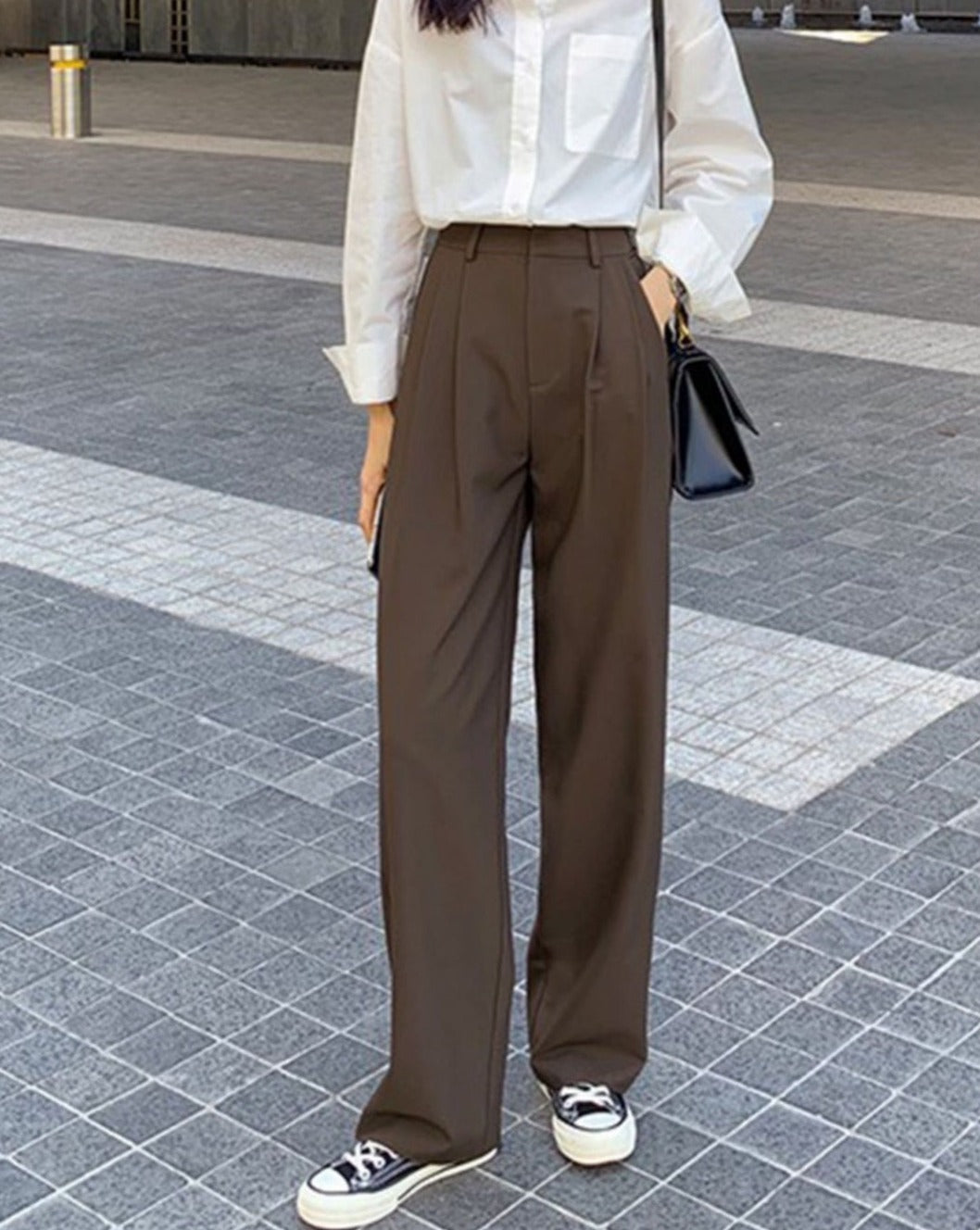 Womens White Formal Office Suit Pants Solid Baggy Casual Wide Leg Straight  Trousers For Women Japanese Y2k Streetwear Man  Pants  Capris  AliExpress
