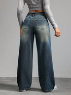 Collar Up Straight Jeans