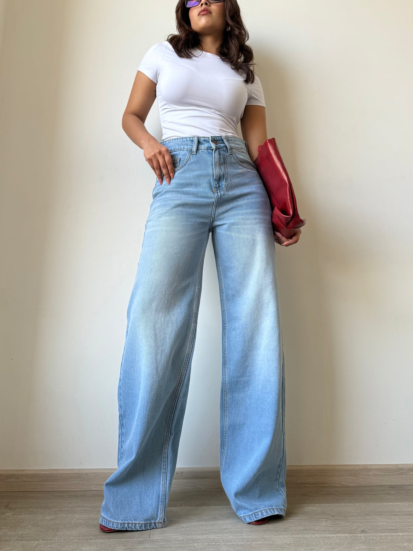 Light Blue Fade Wash Wide Leg Jeans