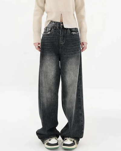 Black Manner Edge Baggy Jeans