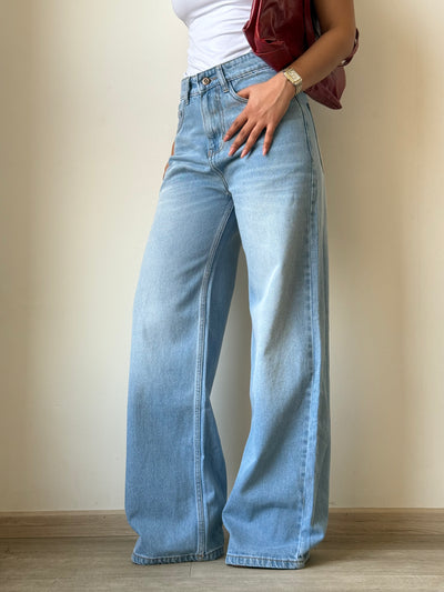 Light Blue Fade Wash Wide Leg Jeans