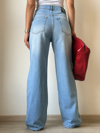 Light Blue Fade Wash Wide Leg Jeans