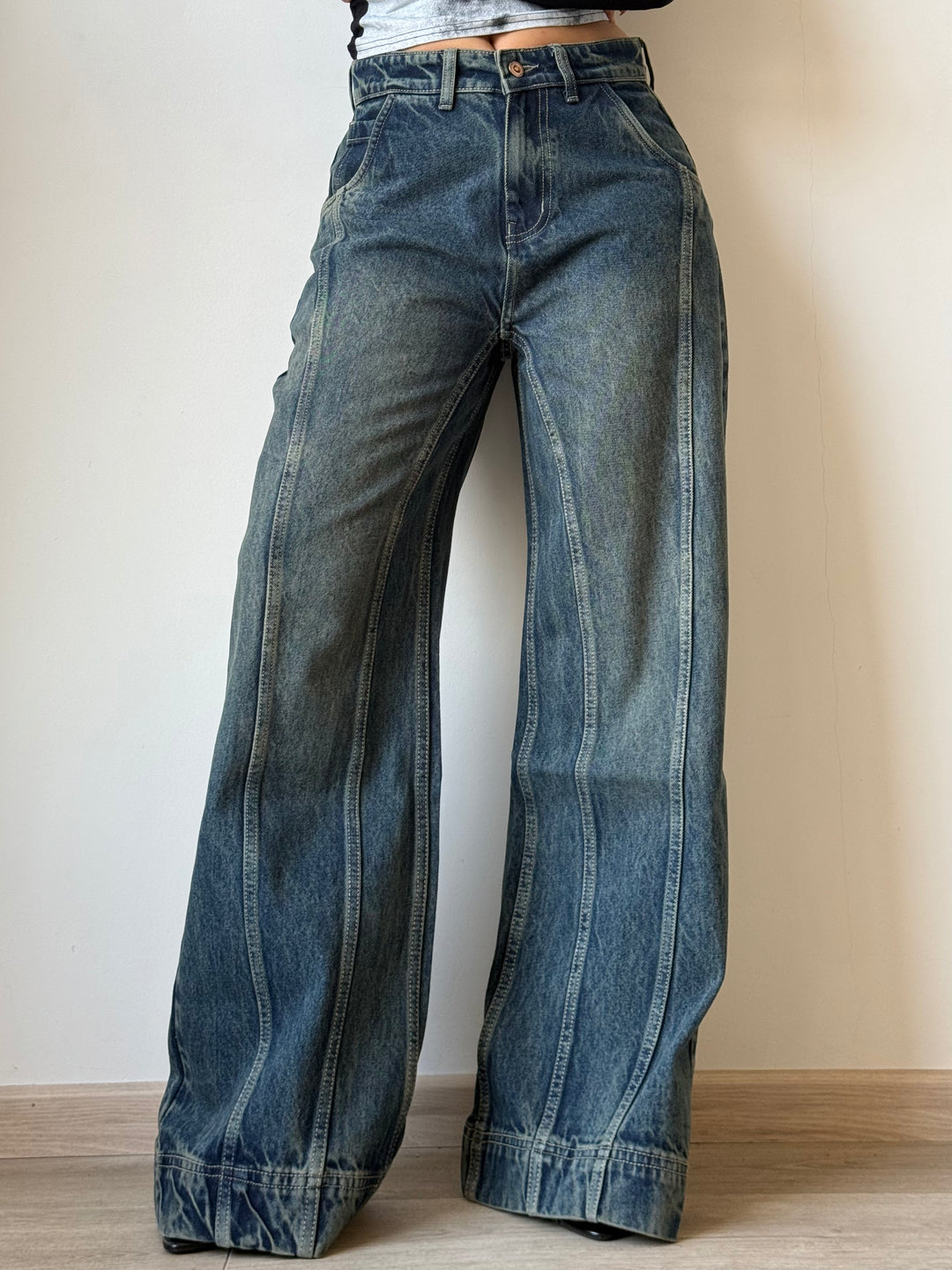 Tinted Vintage Washed Wide Leg Baggy Jeans – Offduty India