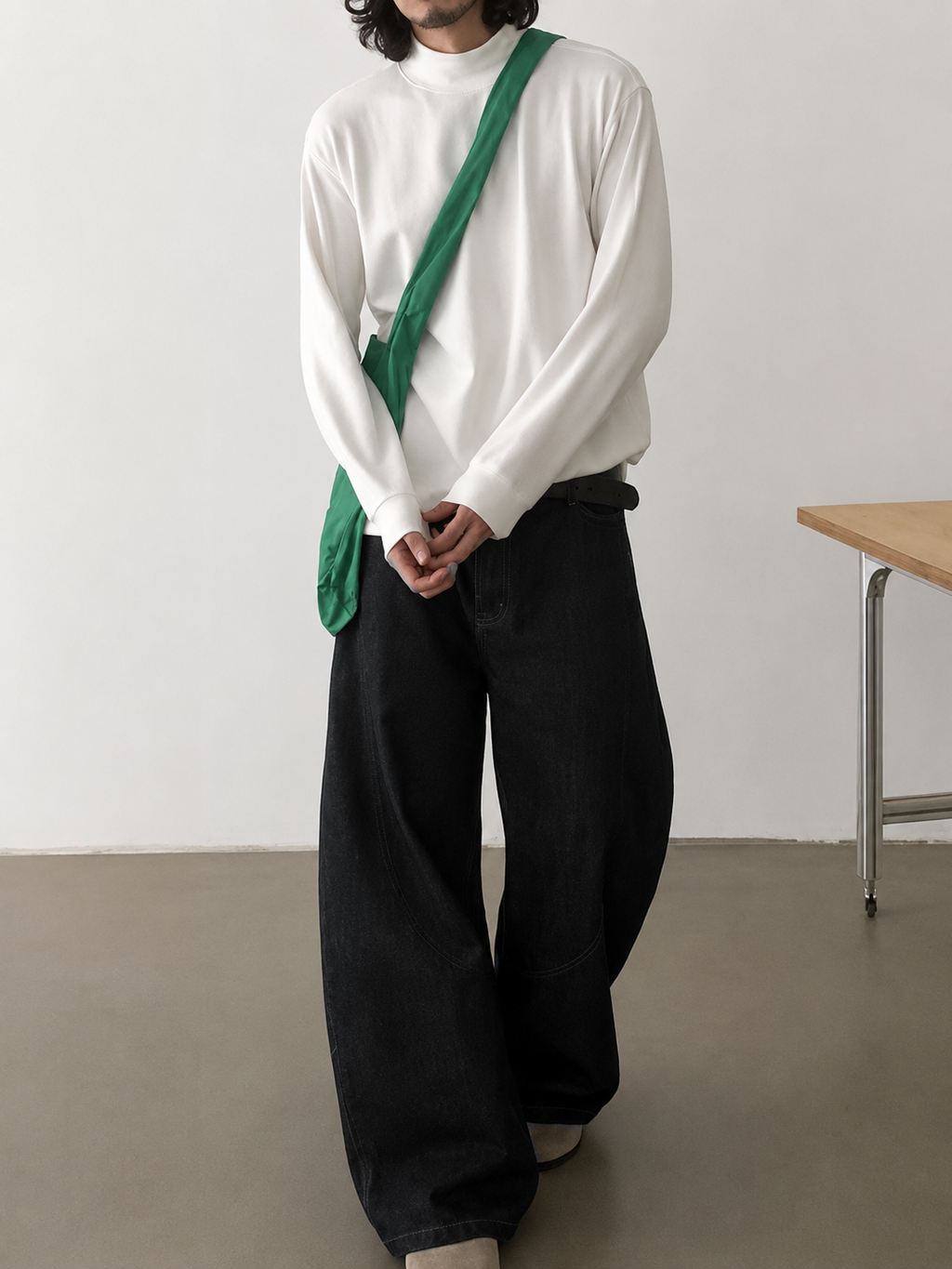 Black Raw Finish Japan Baggy Jeans