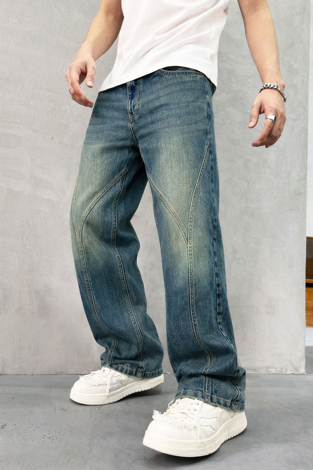 Subtle Fade Blue Straight Fit Jeans