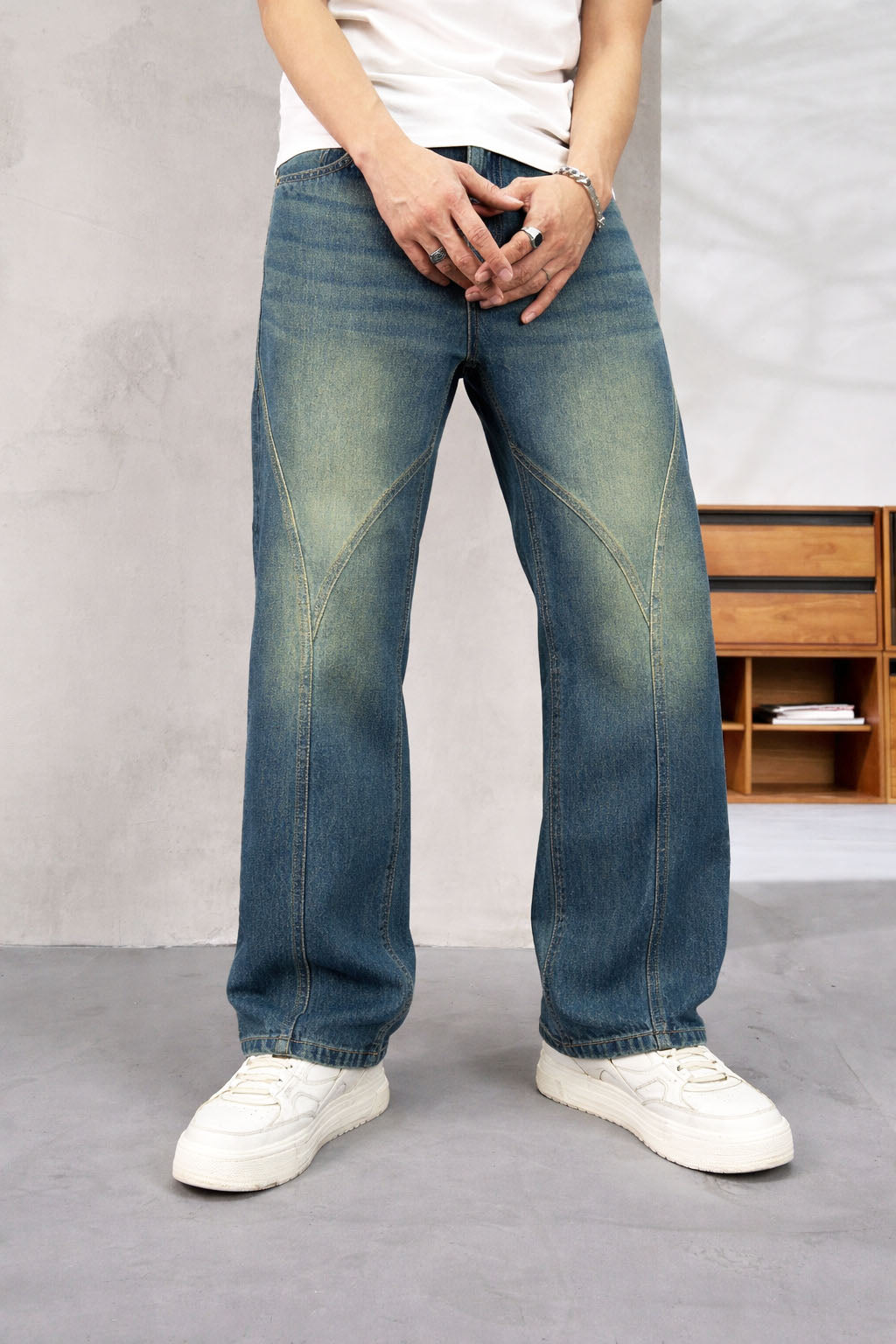 Subtle Fade Blue Straight Fit Jeans