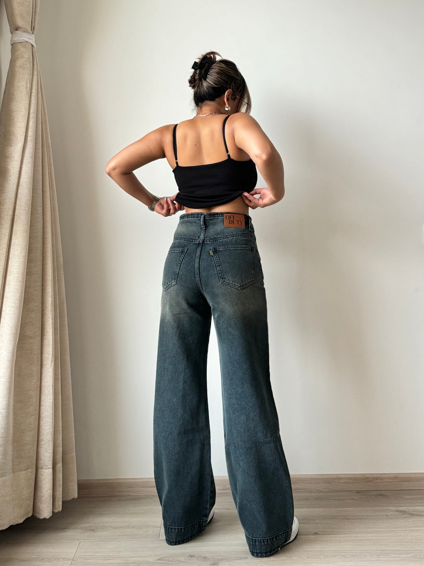 Grunge Edge Double Button High-Waisted Denim