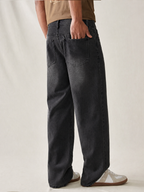 Charcoal Raw Wash Baggy Fit Jeans