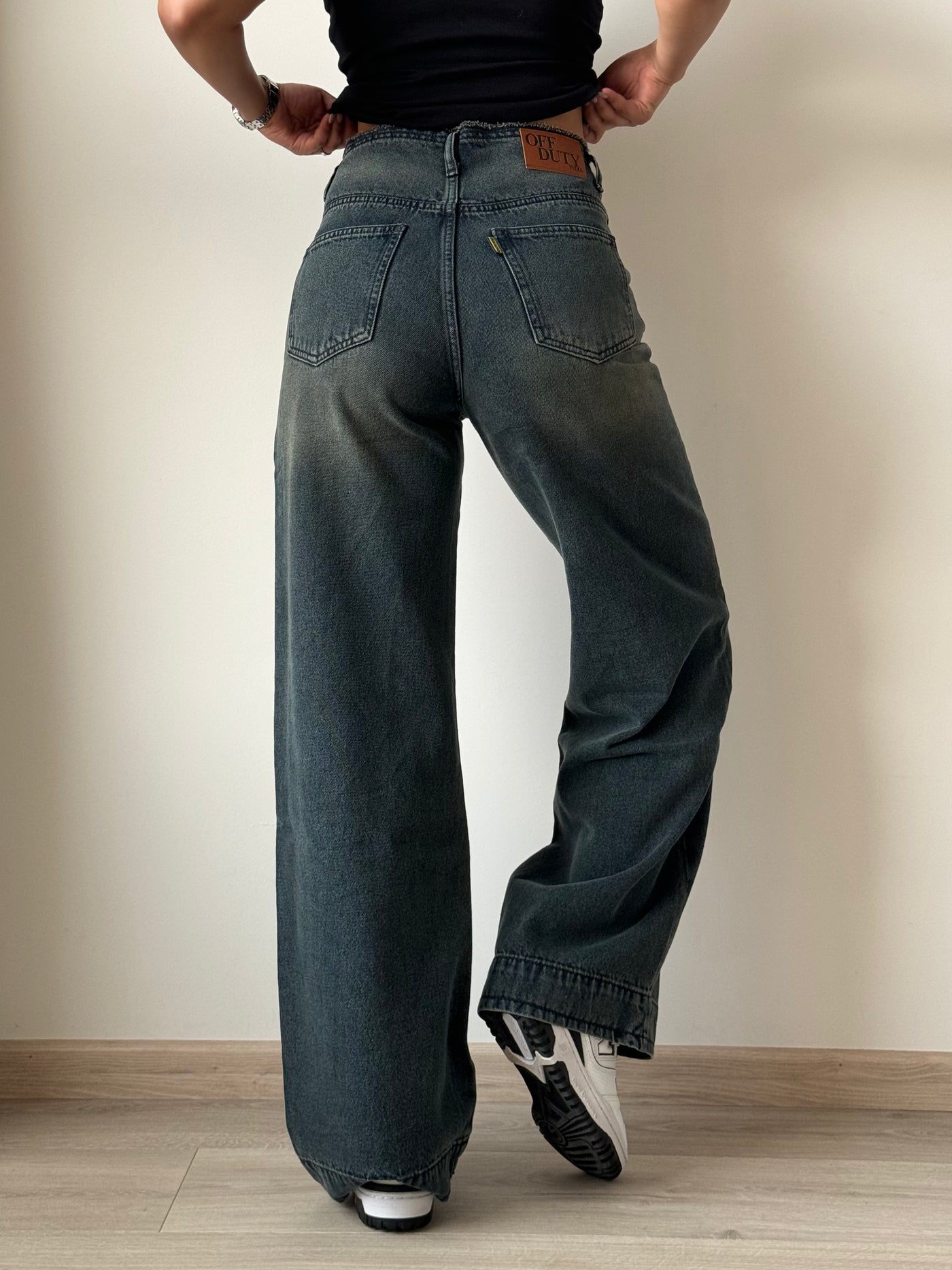 Grunge Edge Double Button High-Waisted Denim