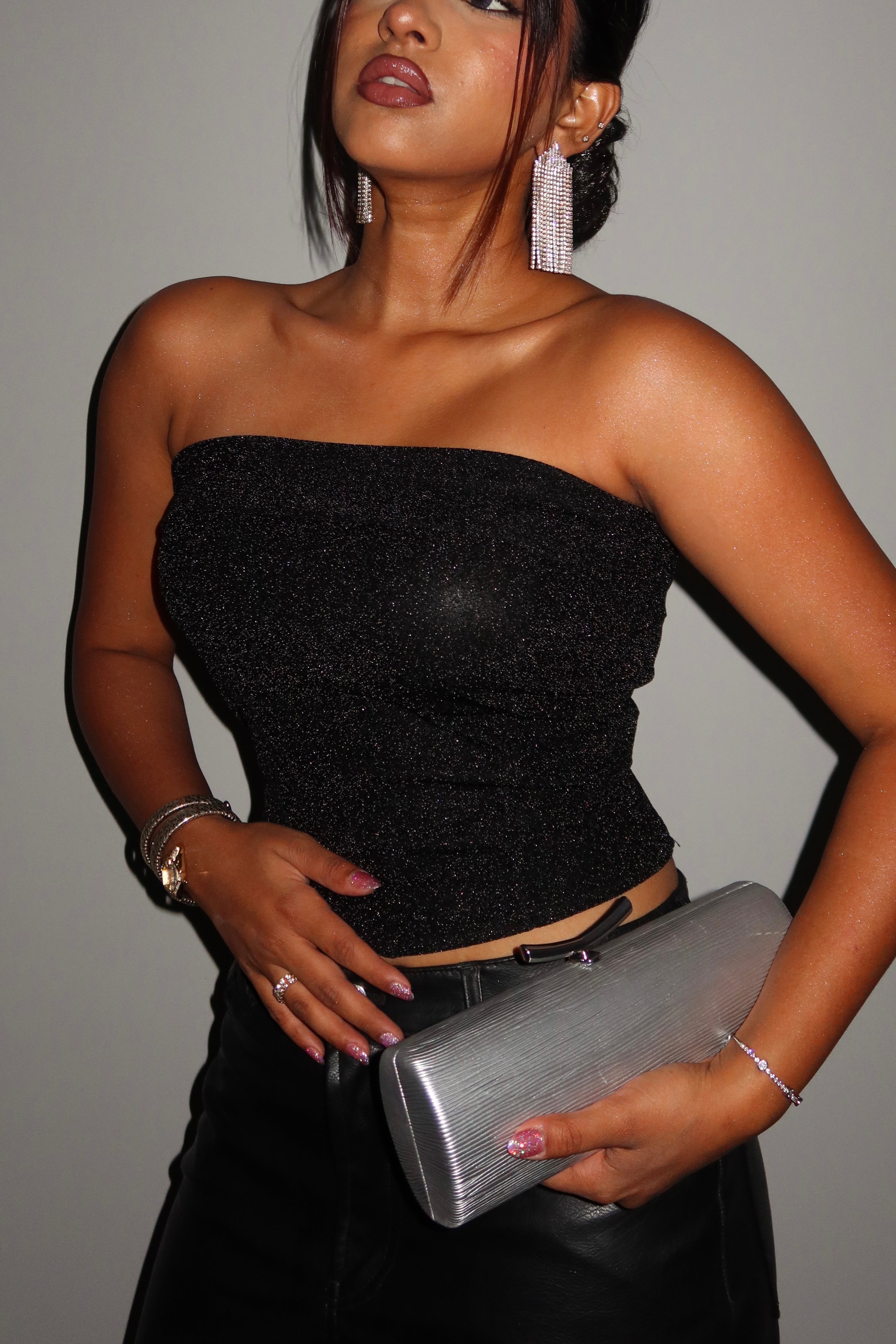 Glitter Glow Corset Tube Top