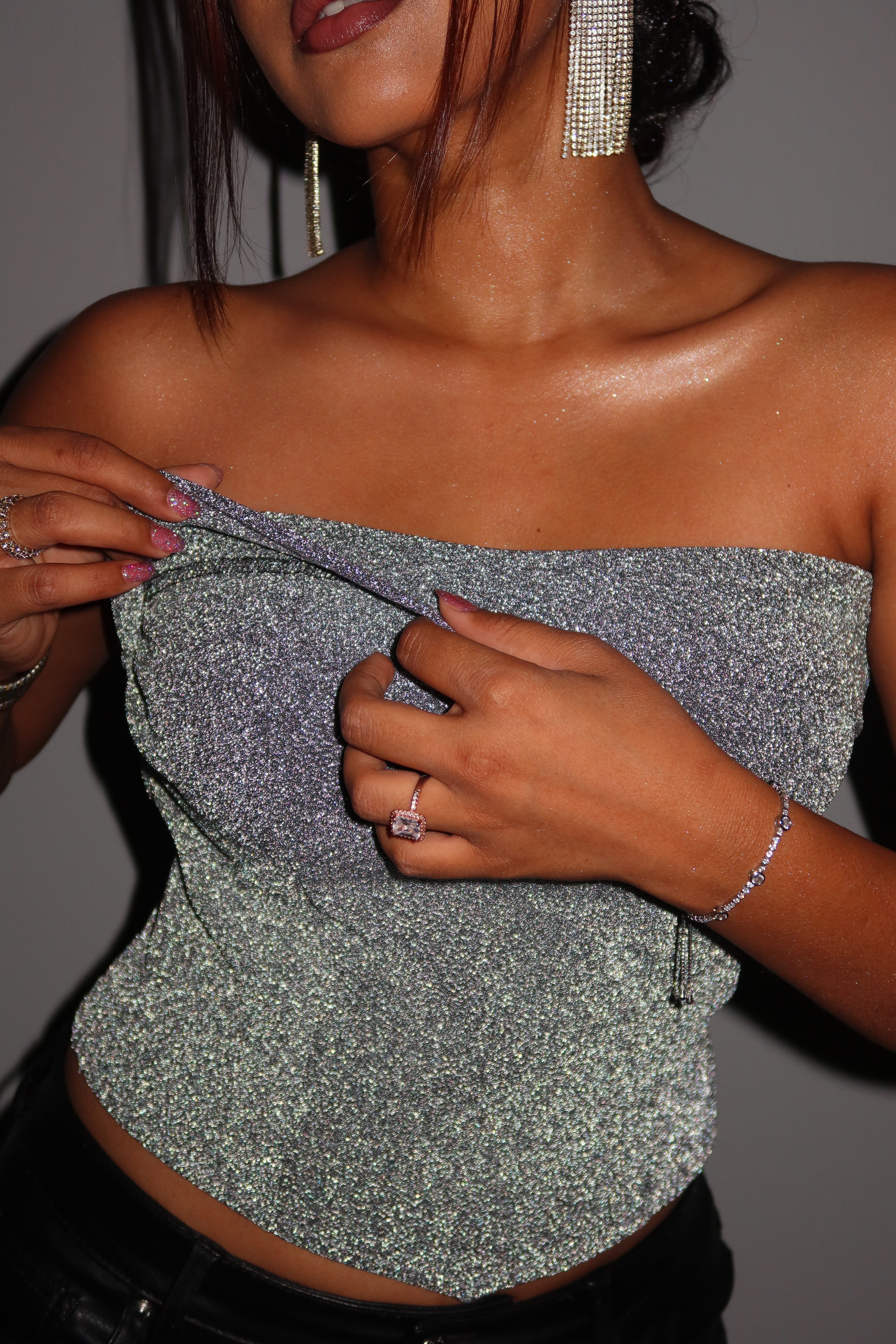 Glitter Glow Corset Tube Top