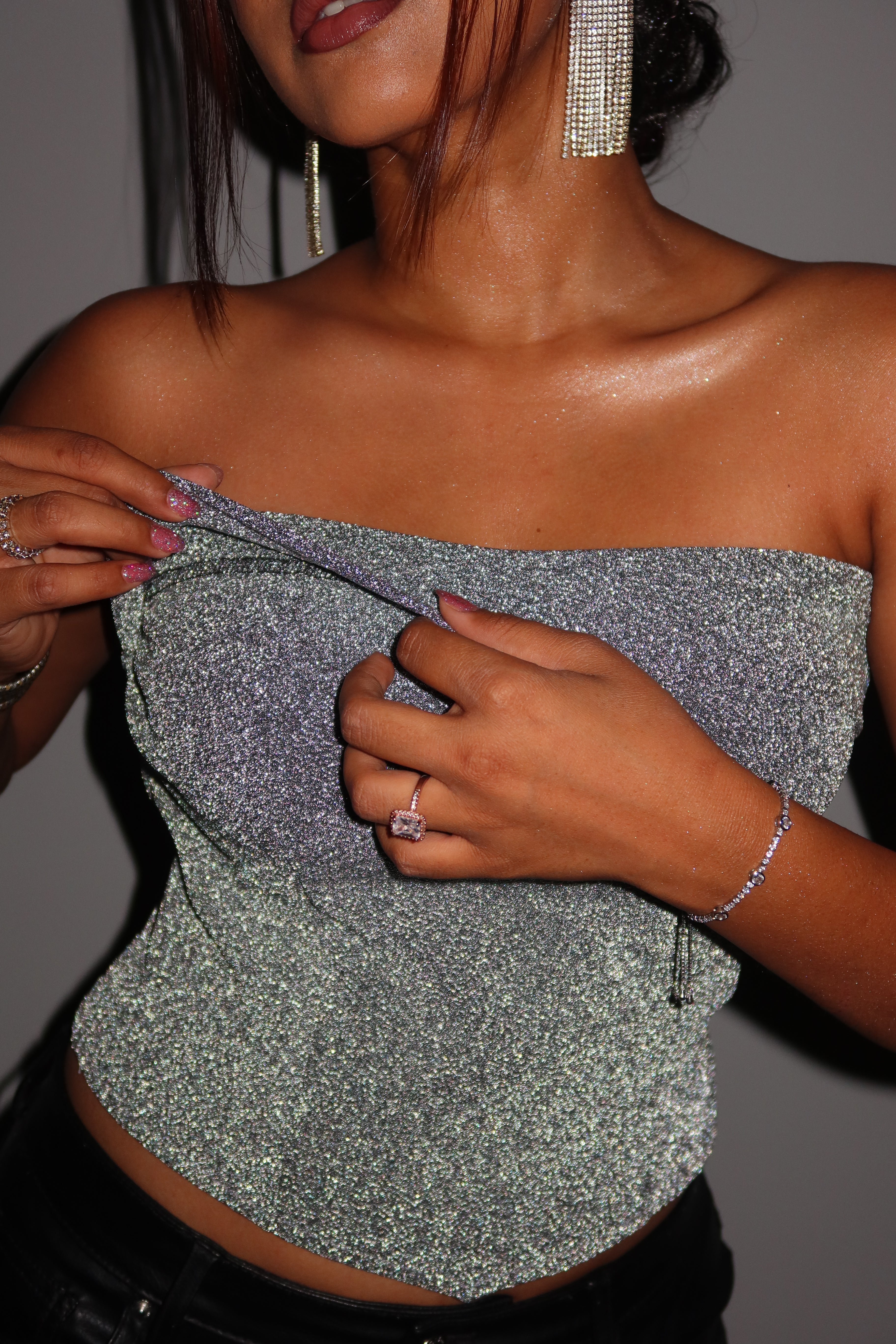 Glitter Glow Corset Tube Top