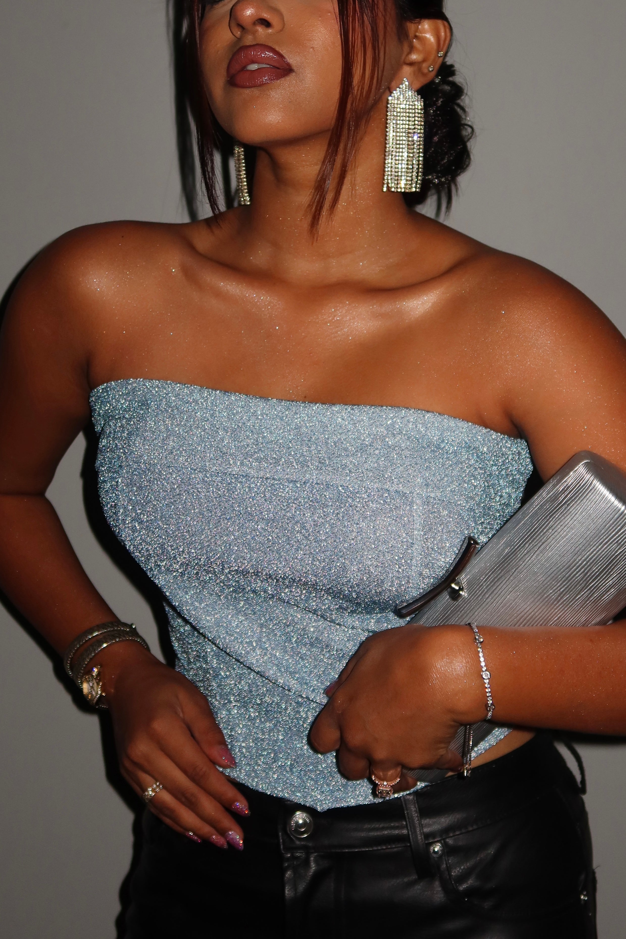 Glitter Glow Corset Tube Top