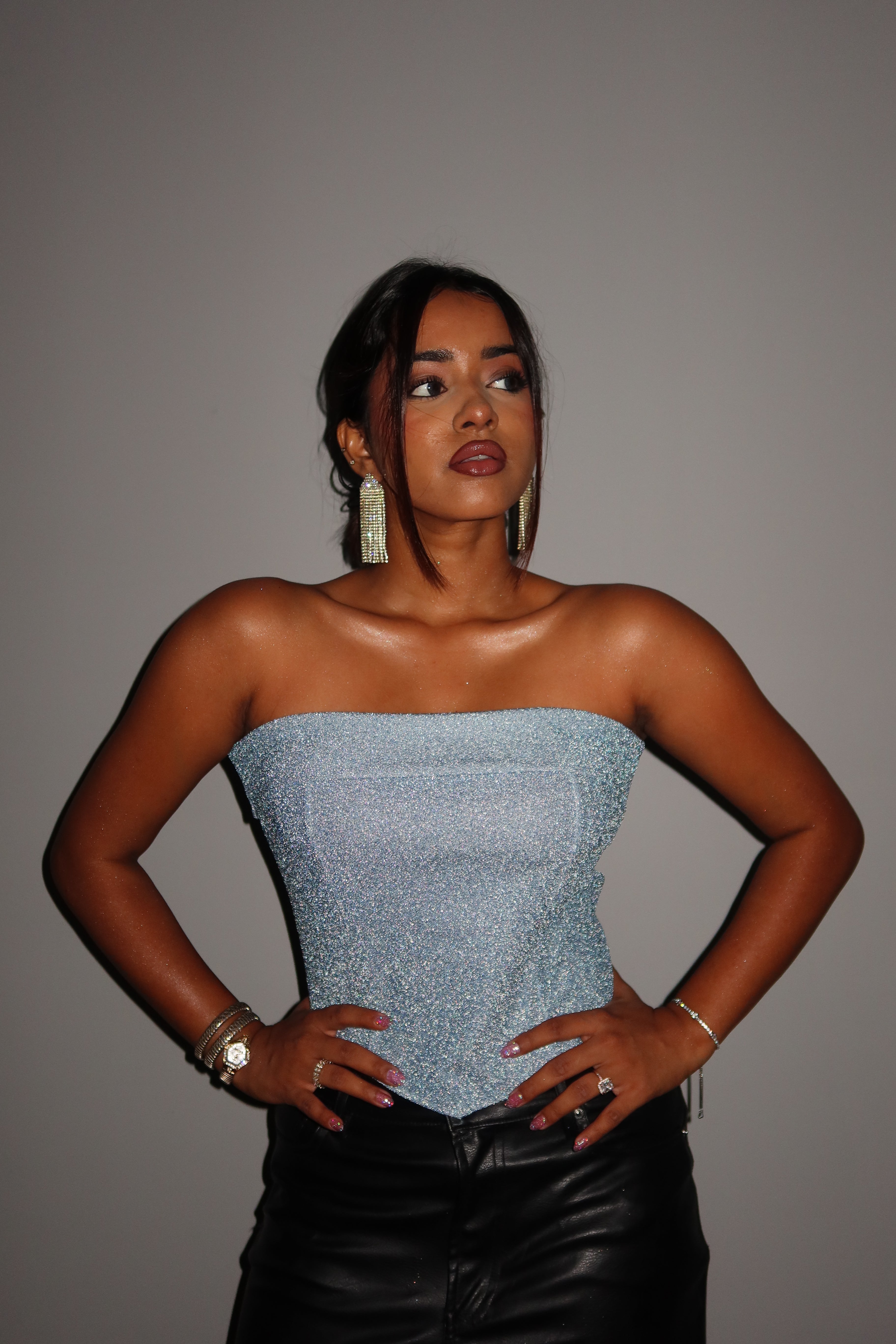 Glitter Glow Corset Tube Top