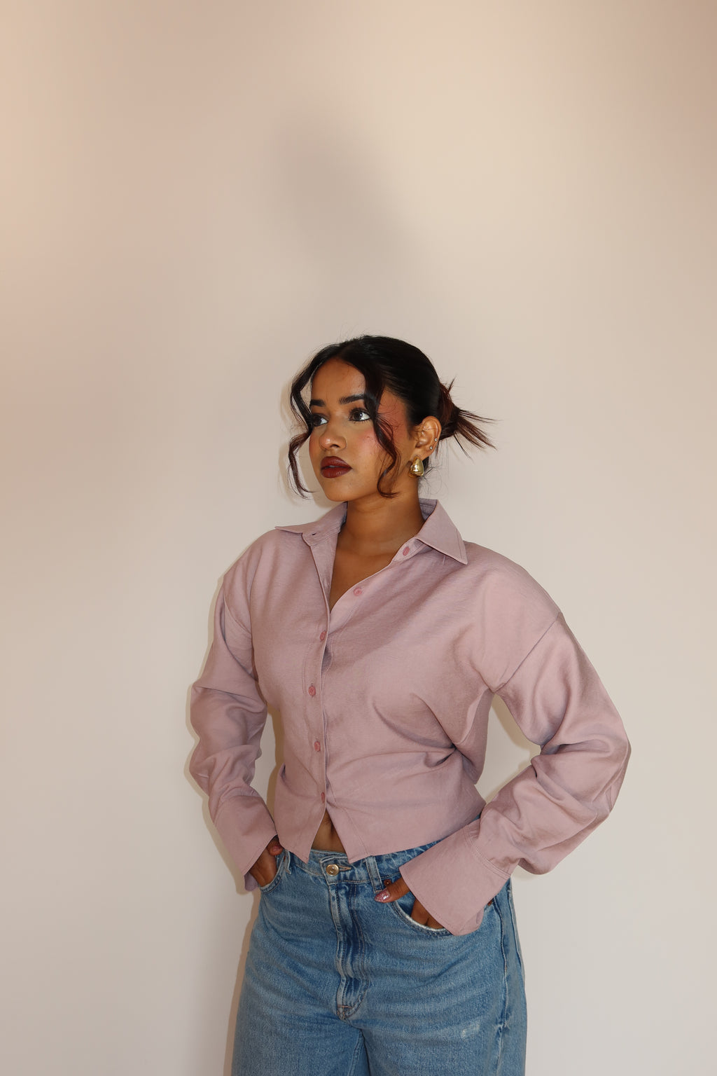 Boyfriend Oversized Tie Up Shirt