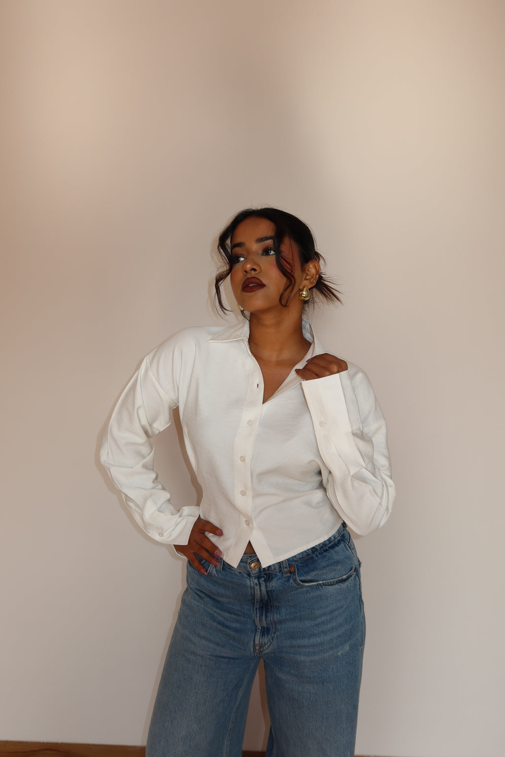 Boyfriend Oversized Tie Up Shirt