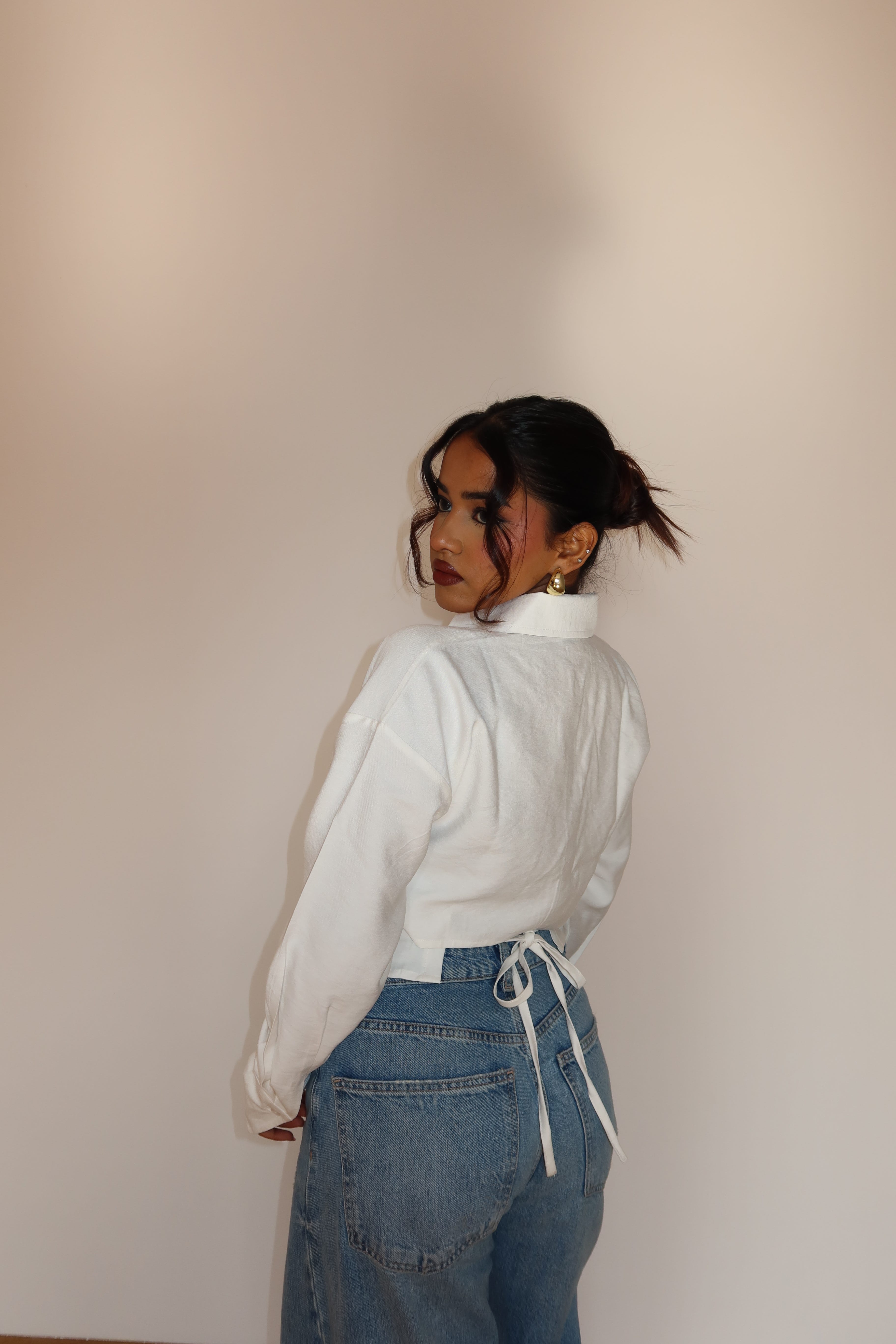 Boyfriend Oversized Tie Up Shirt