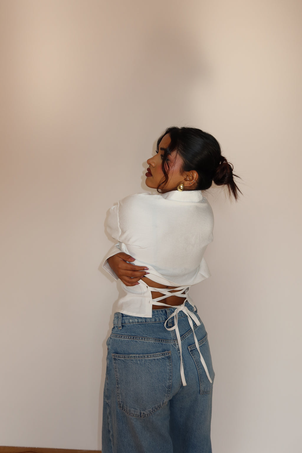 Boyfriend Oversized Tie Up Shirt