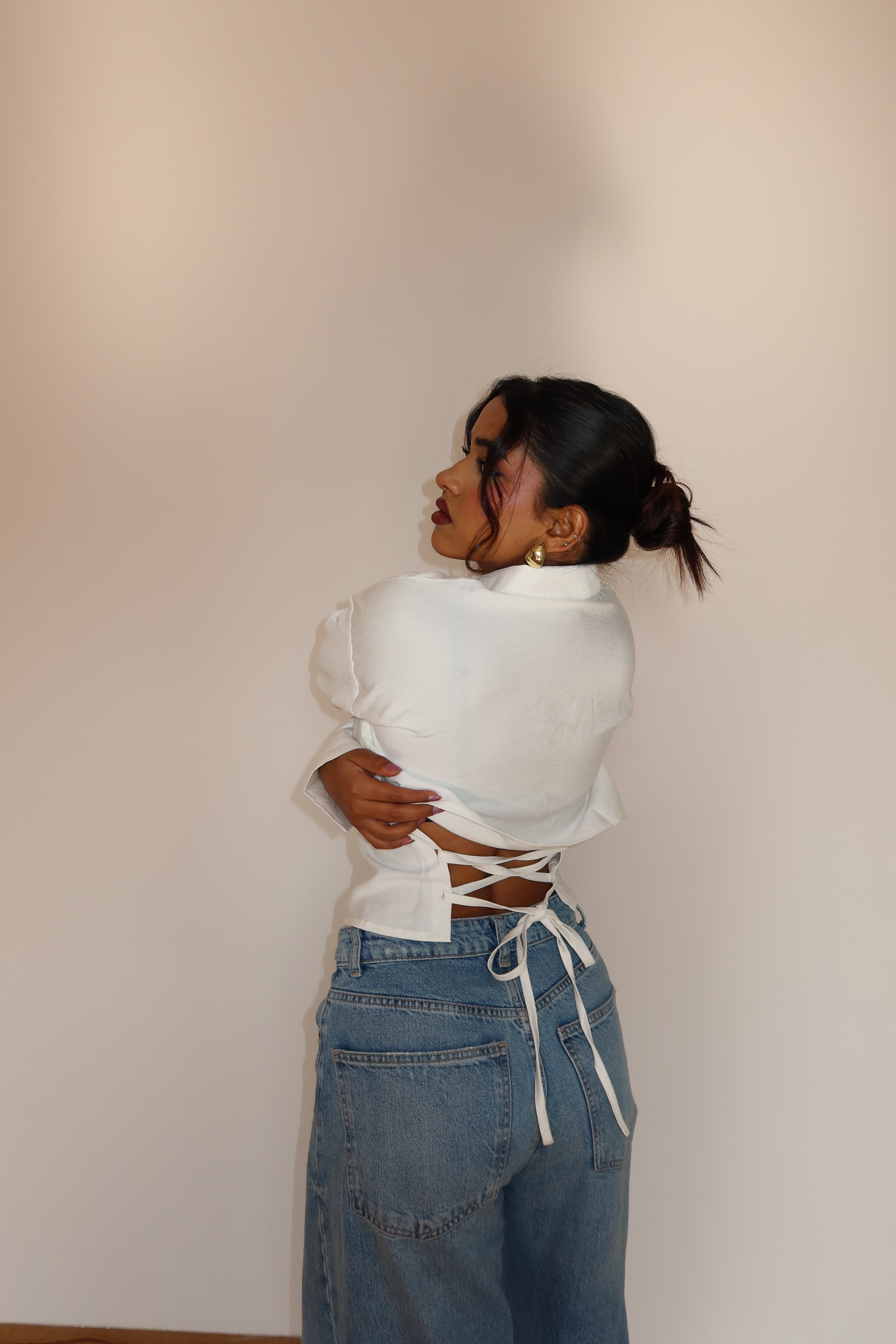 Boyfriend Oversized Tie Up Shirt