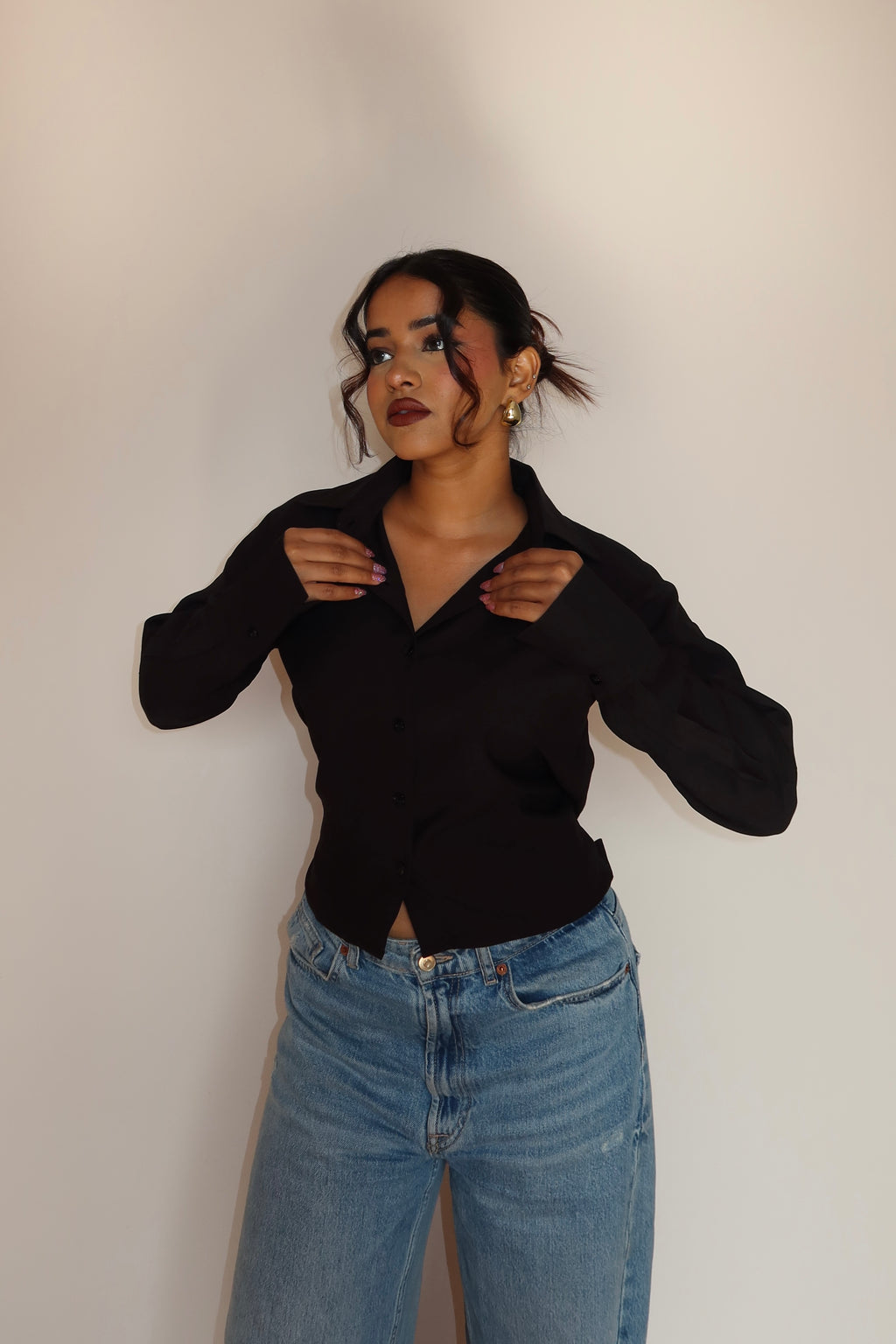 Boyfriend Oversized Tie Up Shirt