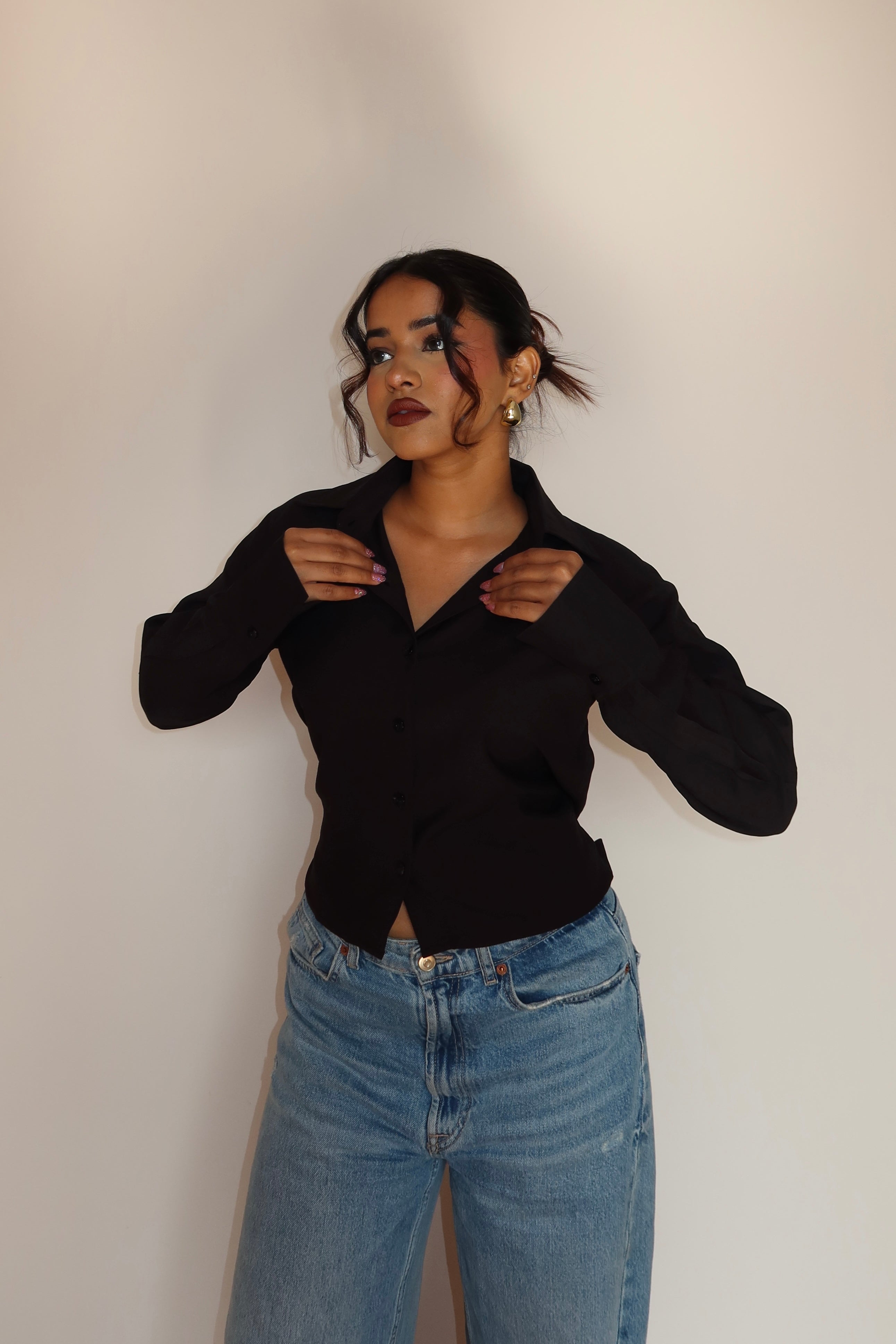 Boyfriend Oversized Tie Up Shirt