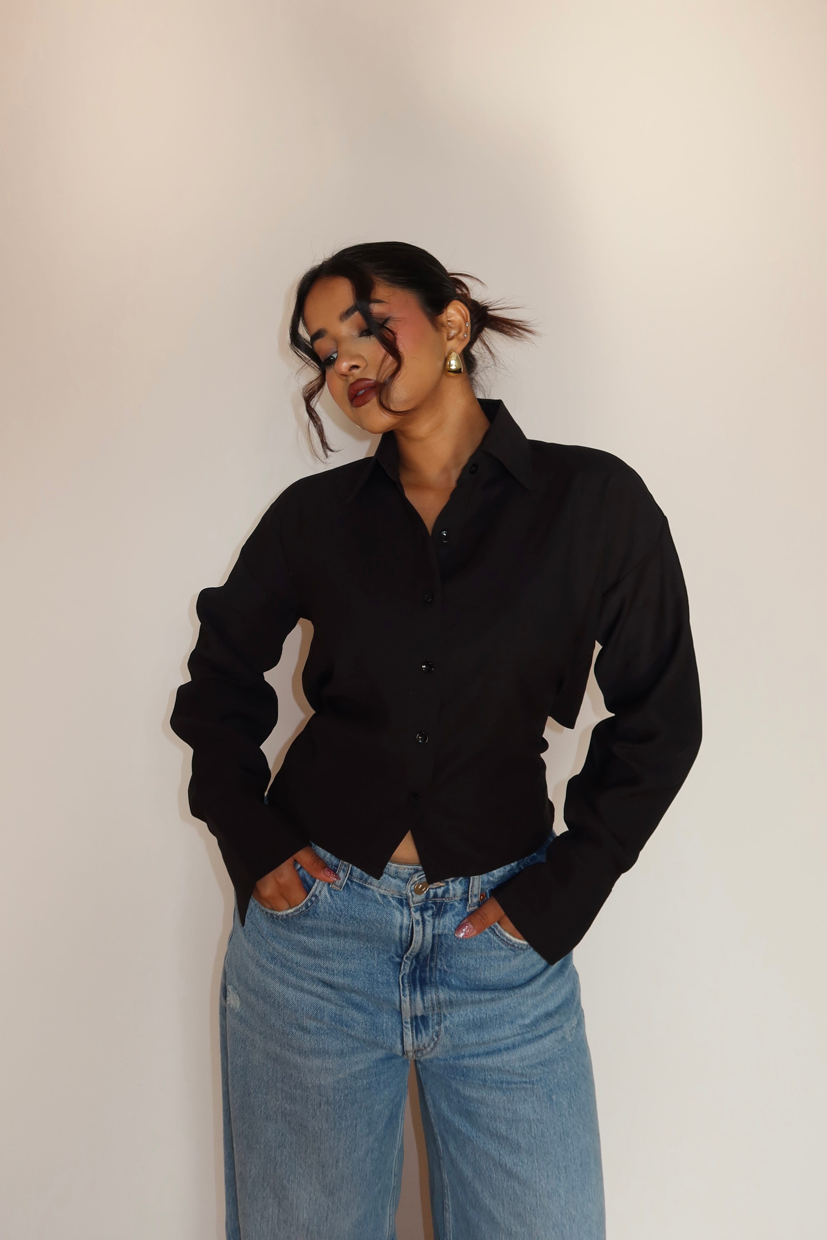 Boyfriend Oversized Tie Up Shirt