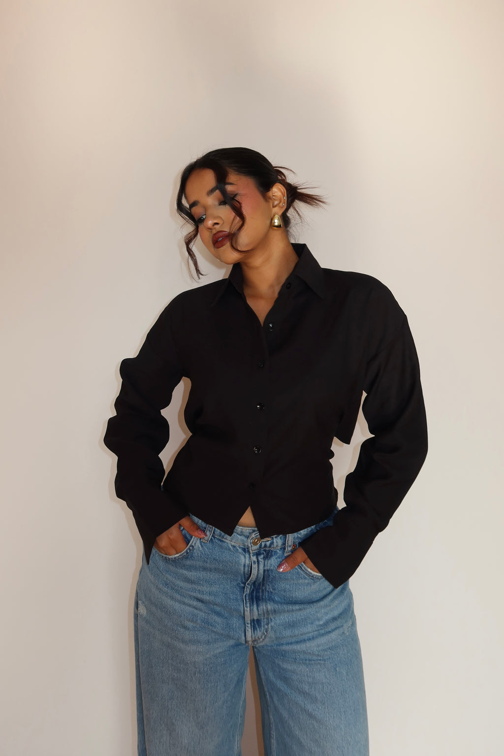 Boyfriend Oversized Tie Up Shirt