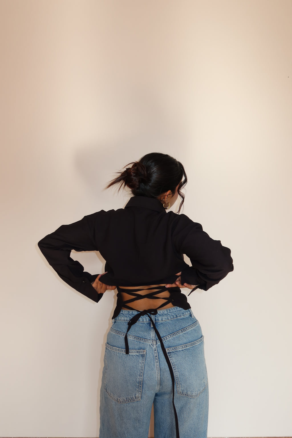 Boyfriend Oversized Tie Up Shirt